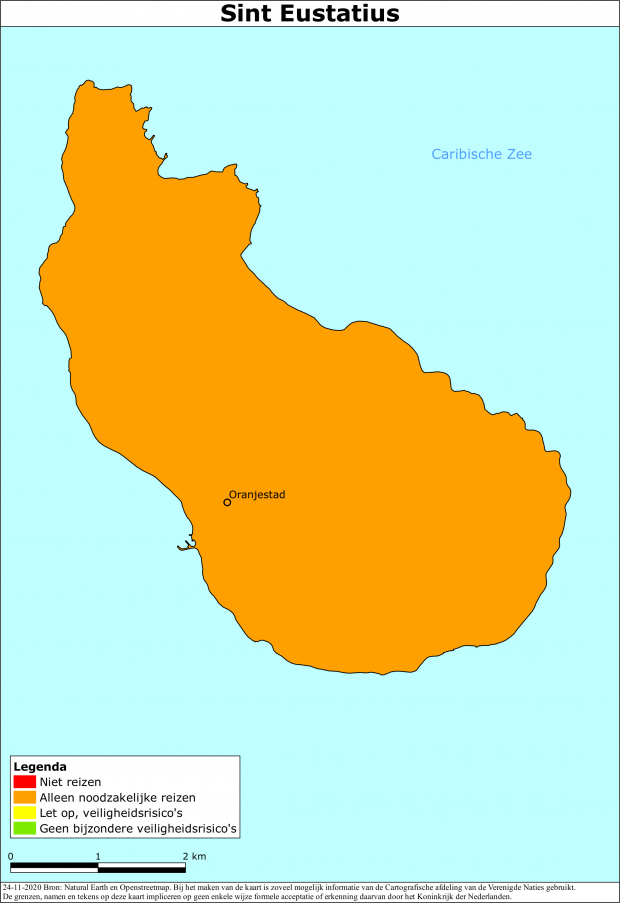 Saba en Sint Eustatius nog code oranje