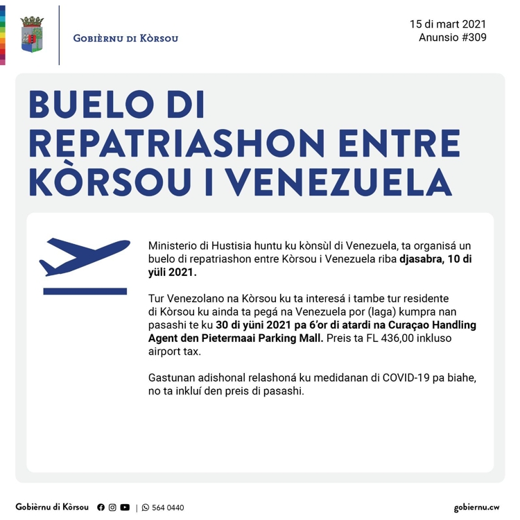 Overheid Curaçao chartert opnieuw vliegtuig naar Caracas